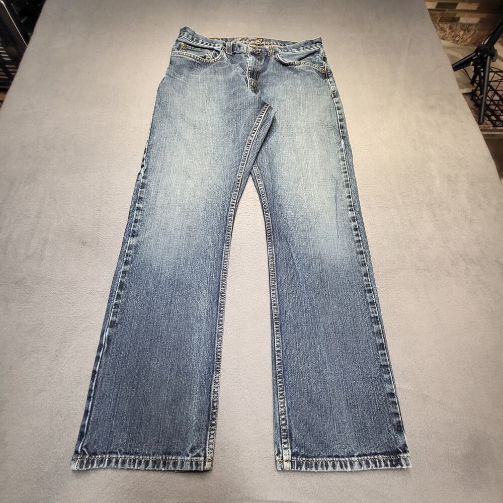 Eddie Bauer Jeans Mens 32x30 Blue Straight Stretch Denim Distressed